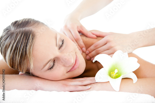 Portrait of a relaxed woman having a massage