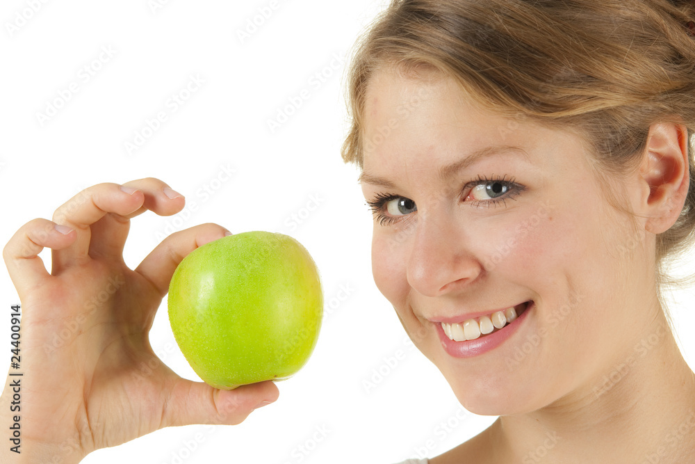 Young woman with green apple Young woman with green apple