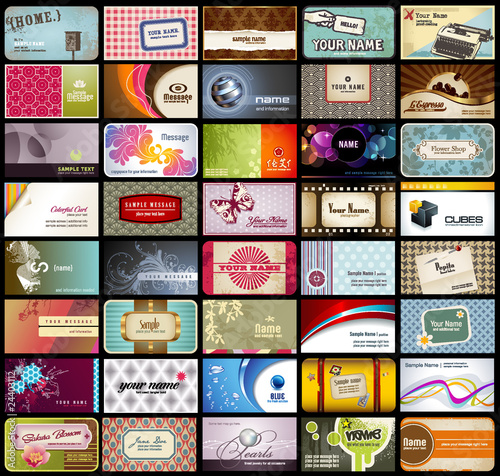 variety of 40 horizontal business cards on different topics