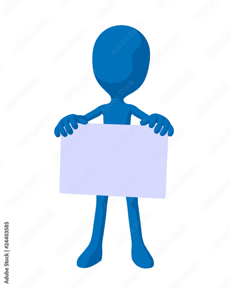 Cute Blue Silhouette Guy Holding A Blank Business Card Cute Blue Silhouette Guy Holding A Blank Business Card