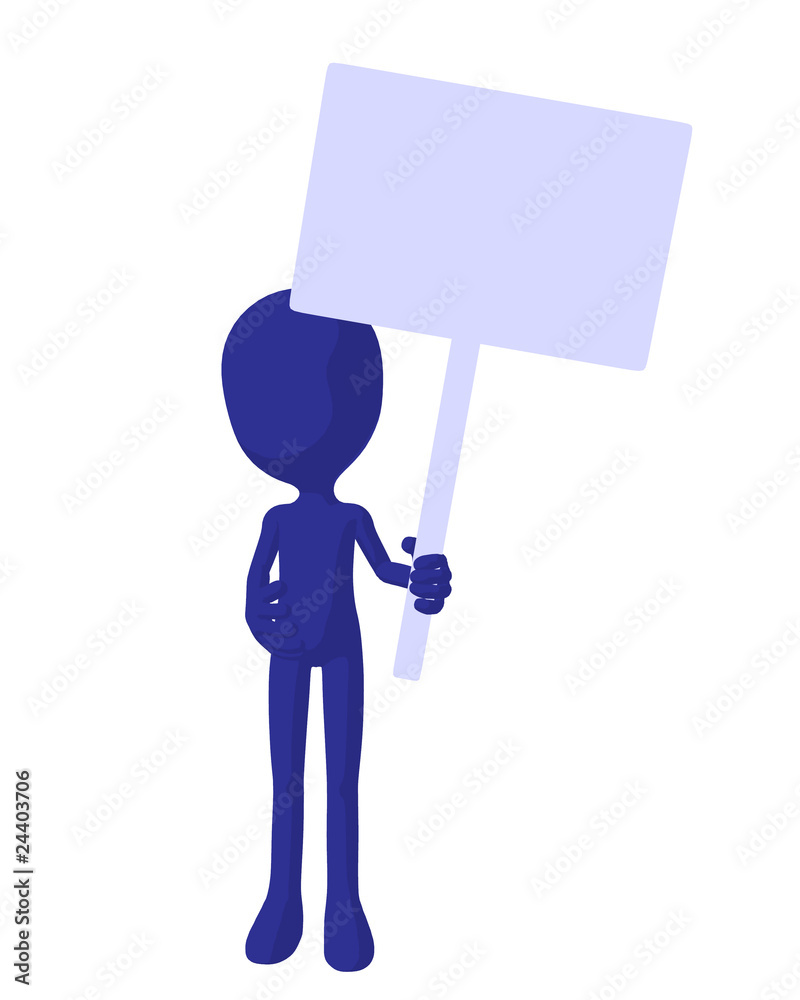 Cute Blue Silhouette Guy Holding A Blank Sign Cute Blue Silhouette Guy Holding A Blank Sign