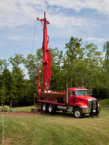 Drilling geothermal well in yard