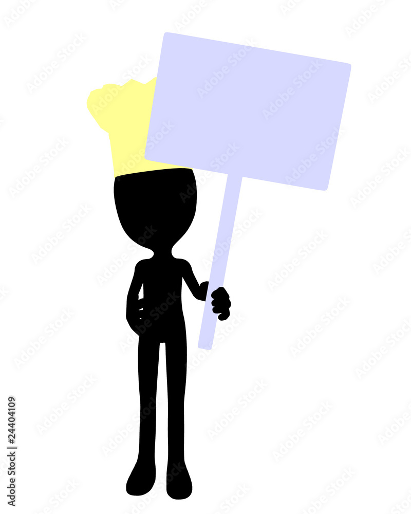 Cute Black Silhouette Chef Guy Holding A Blank Sign Cute Black Silhouette Chef Guy Holding A Blank Sign