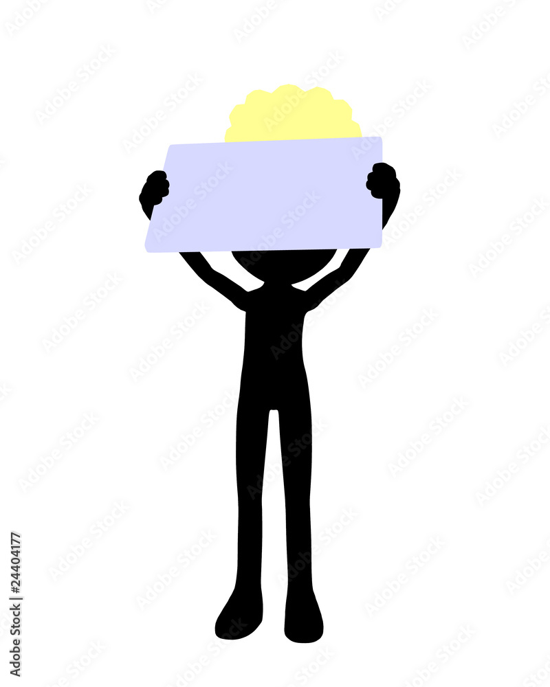 Cute Black Silhouette Chef Guy Holding a Blank Business Card Cute Black Silhouette Chef Guy Holding a Blank Business Card