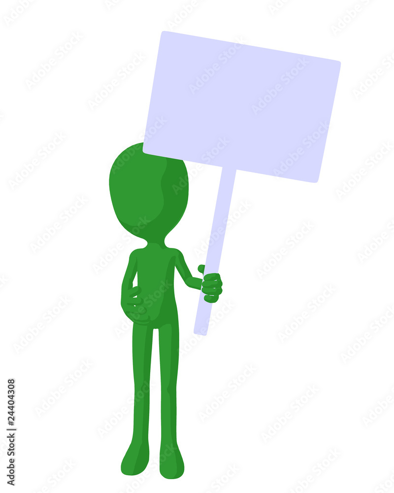 Cute Green Silhouette Guy Holding A Blank Sign Cute Green Silhouette Guy Holding A Blank Sign