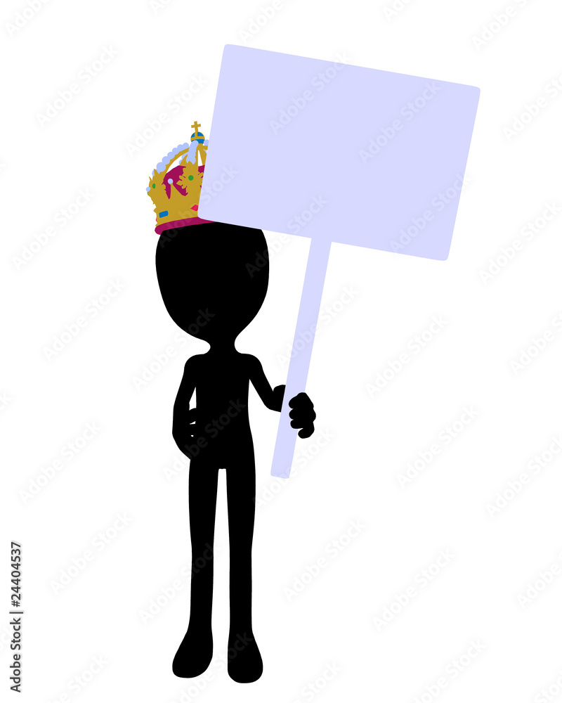 Cute Black Silhouette King Guy Holding A Blank Sign Cute Black Silhouette King Guy Holding A Blank Sign