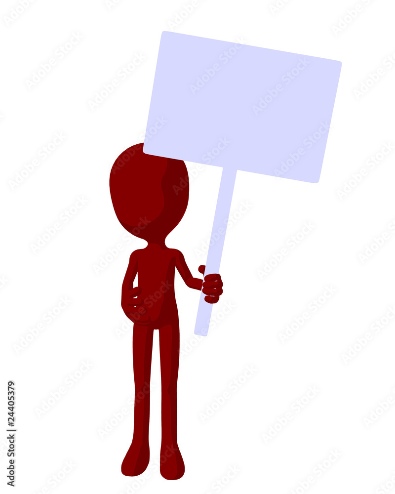 Cute Red Silhouette Guy Holding A Blank Sign Cute Red Silhouette Guy Holding A Blank Sign