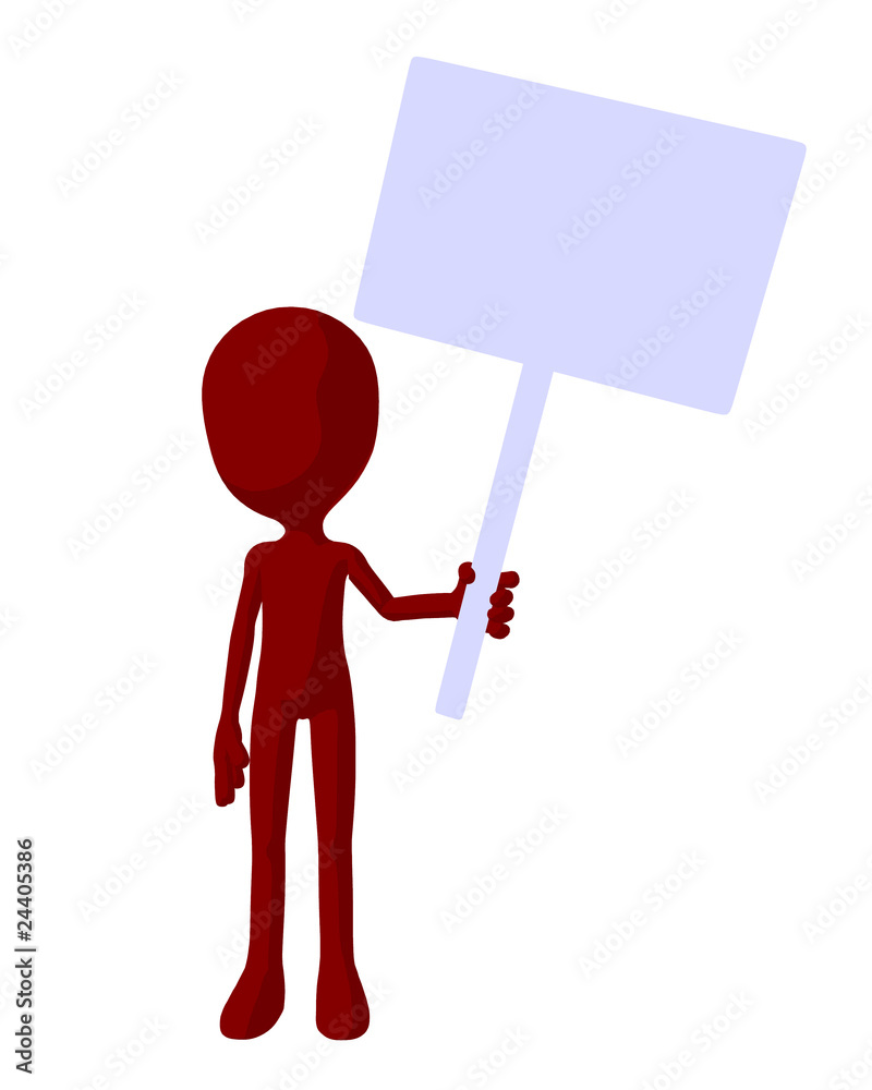 Cute Red Silhouette Guy Holding A Blank Sign Cute Red Silhouette Guy Holding A Blank Sign