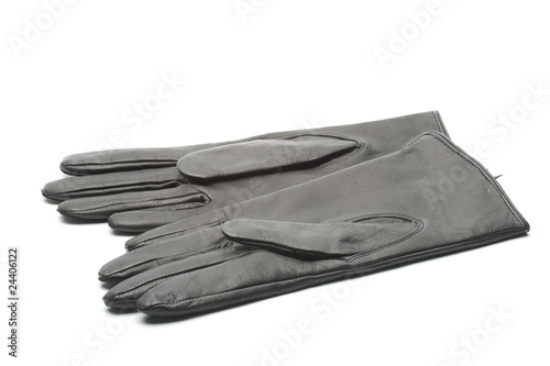 black leather gloves