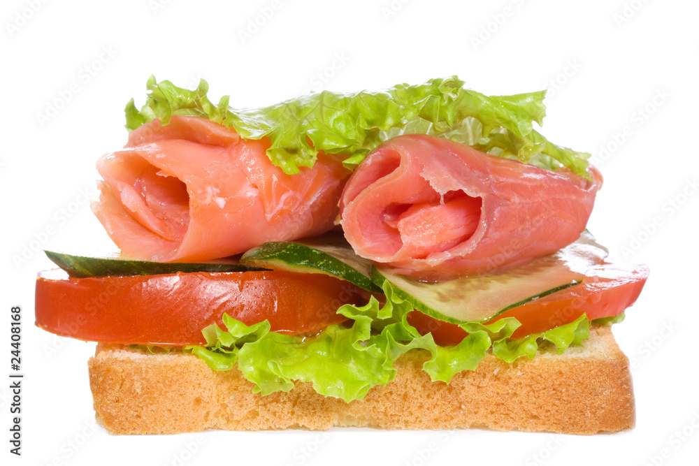 sandwich with smoked salmon and vegetables sandwich with smoked salmon and vegetables