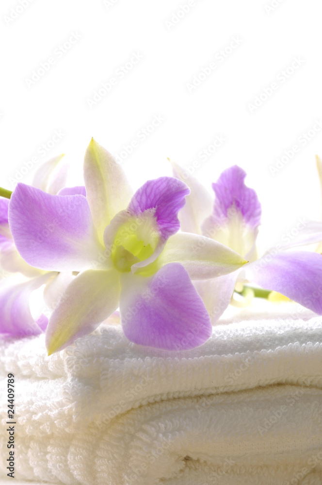 Spa towel with orchid Spa towel with orchid