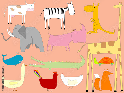 cartoon drawing with animals - Jpeg