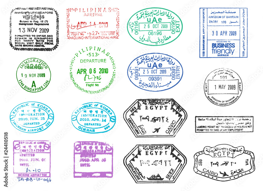 Obraz premium various passport stamps