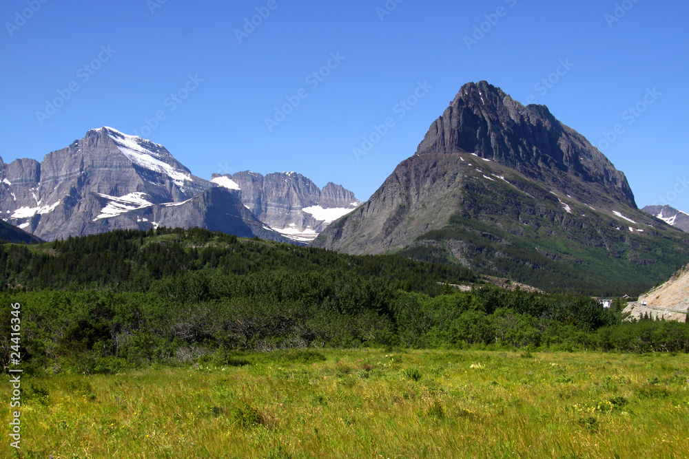 Snow covered peaks in Glacier national park Snow covered peaks in Glacier national park