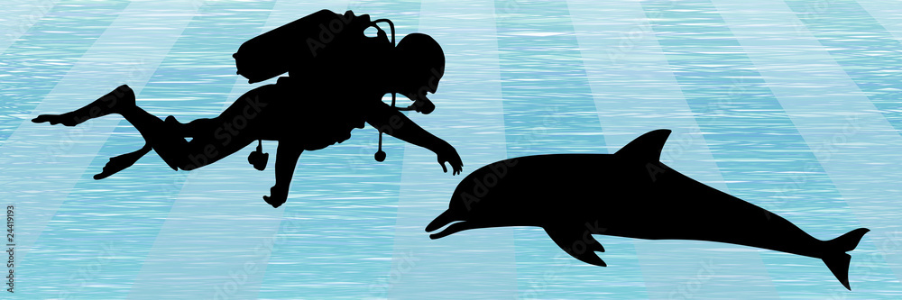 Fototapeta premium Dolphin and man