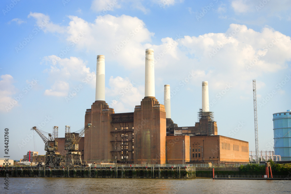 power station on bank of the river power station on bank of the river