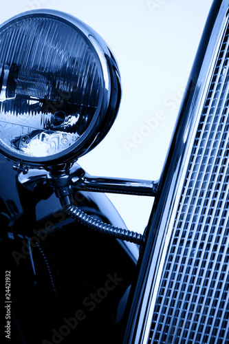vintage car chromium-plated headlight
