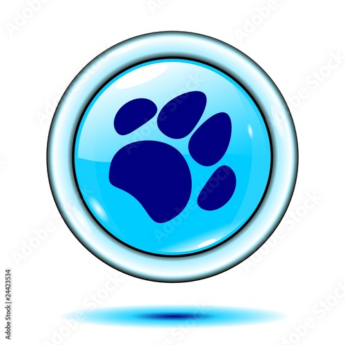 paw button light blue vector