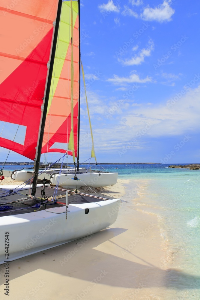 Naklejka premium Hobie cat catamaran formentera beach Illetas