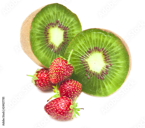 kiwi and strawberry. It is isolated on white background.