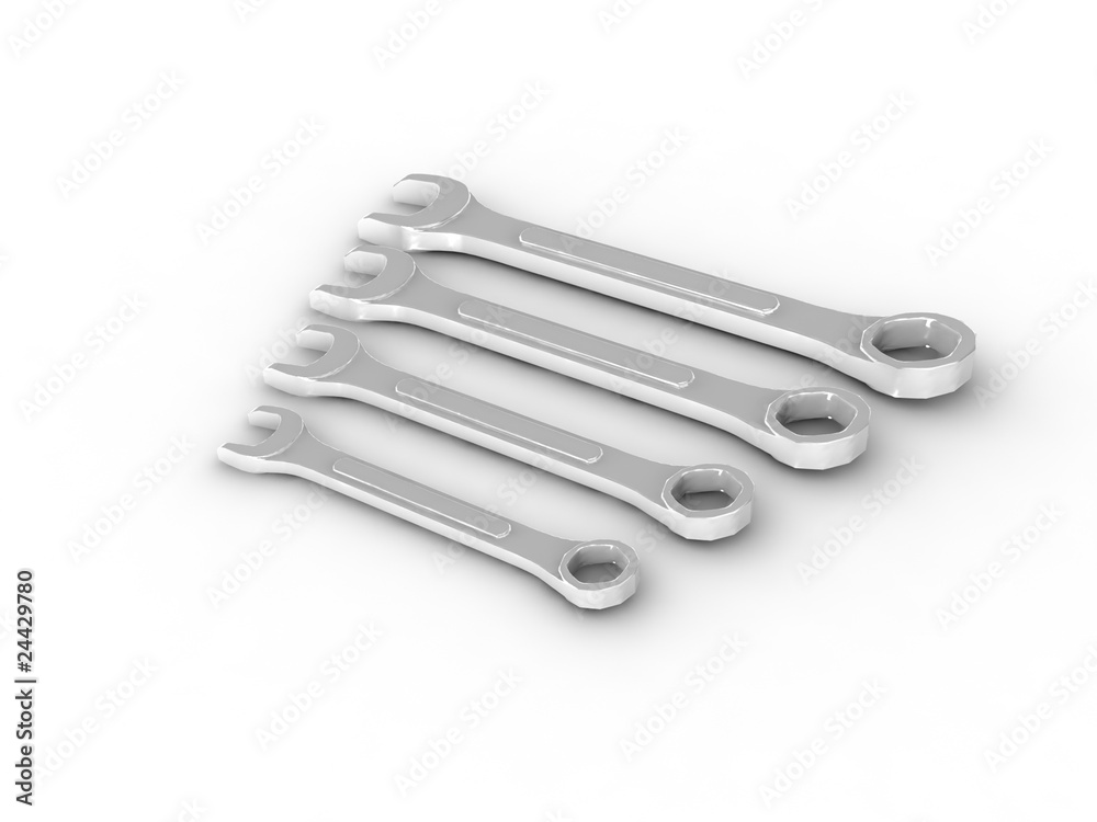 Set of spanners isolated on white background Set of spanners isolated on white background