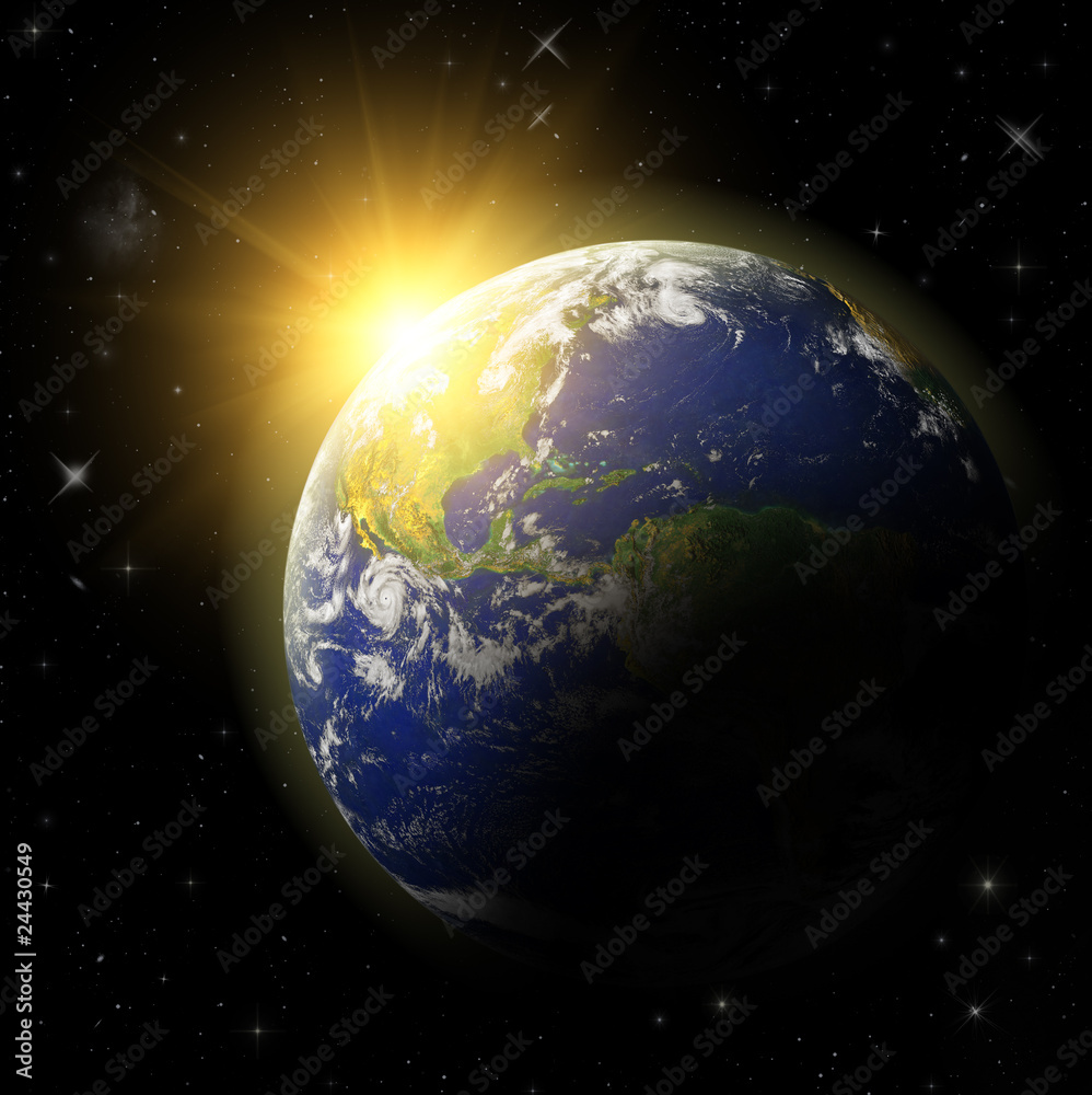 3D  Earth Planet in space