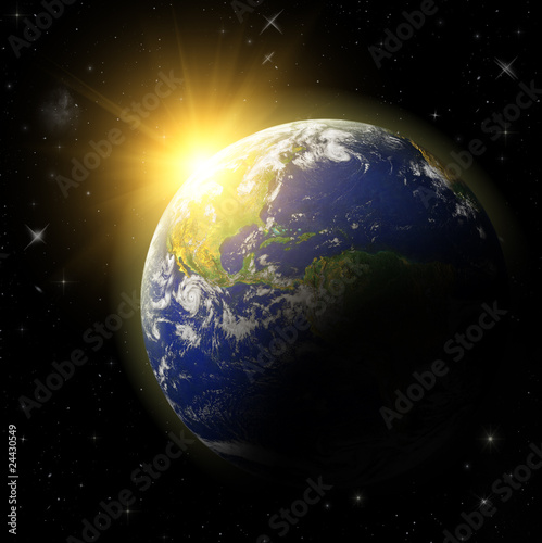 Fototapeta Naklejka Na Ścianę i Meble -  3D  Earth Planet in space