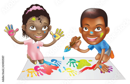 two children playing with p...