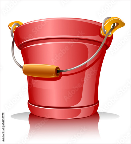 red metallic bucket