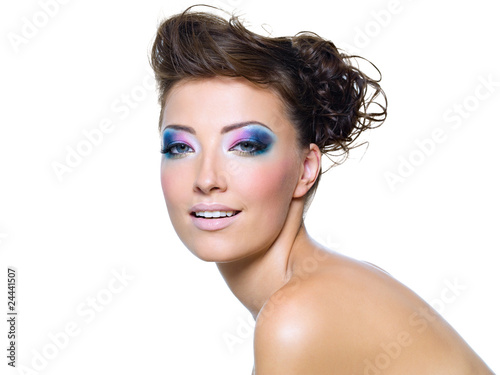 Beautiful woman with fashion makeup - isolated