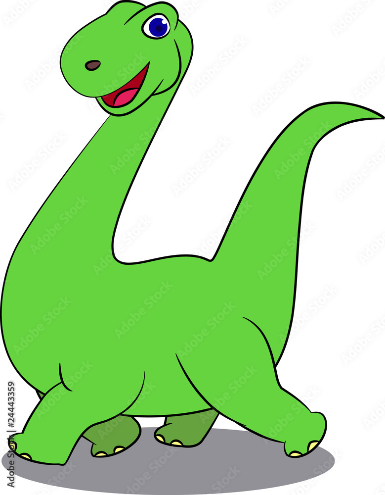 Naklejka premium Cute green dinosaur