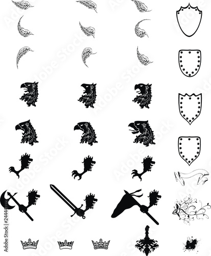 heraldic eagle coat of arms set