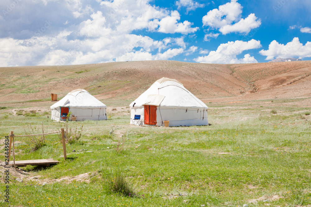 Two Kazakh yurt