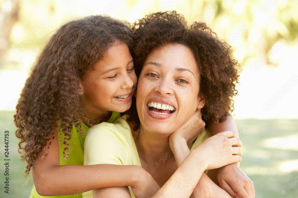 Portrait Of Mother And Daughter In Park Portrait Of Mother And Daughter In Park