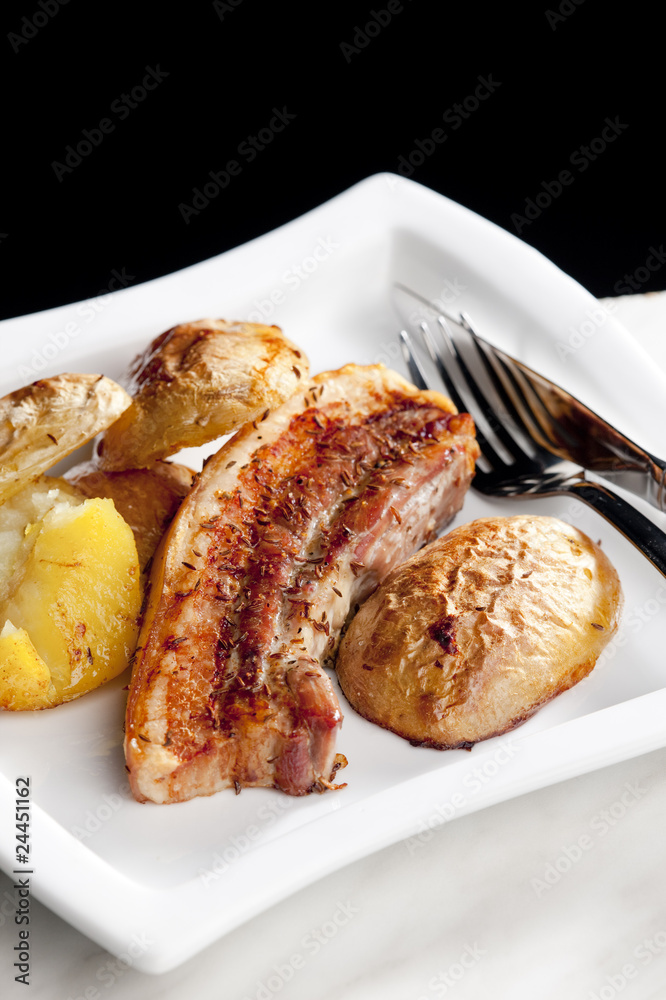 roasted pork meat with potatoes roasted pork meat with potatoes