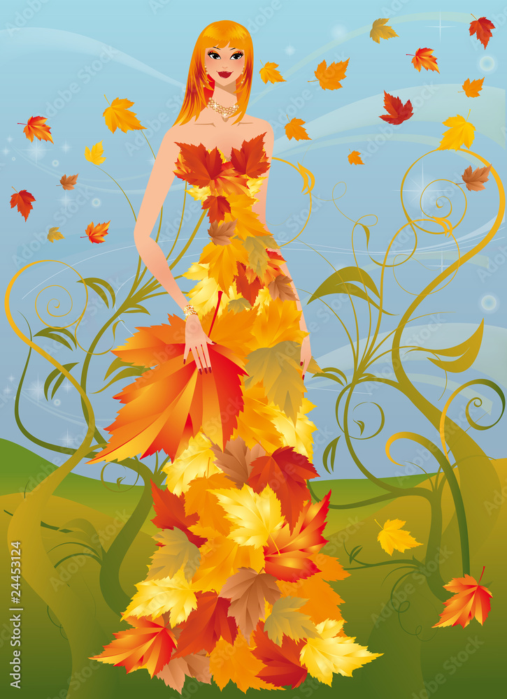 Autumn women, vector illustration