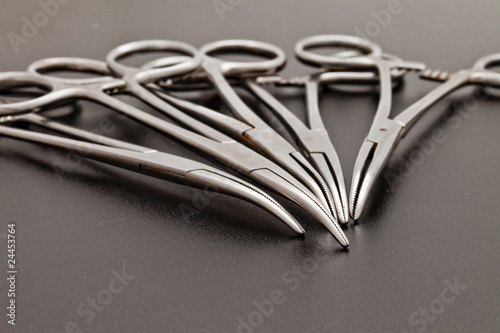 Set of surgical clamp. photo