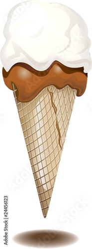 Cono Gelato Crema e Cioccolato-Ice Cream Cone-Vector