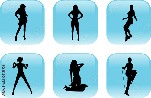 women on shiny buttons