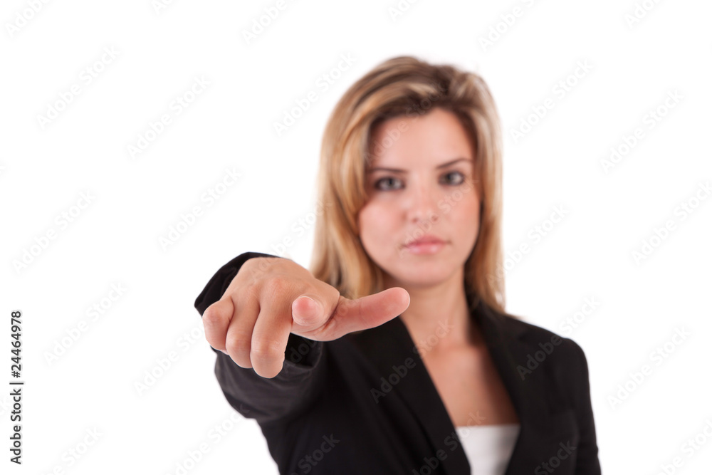 Business woman, pointing forward Business woman, pointing forward