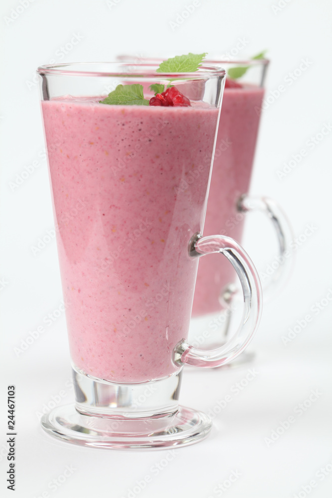 Raspberry milk shake. Shallow DOF