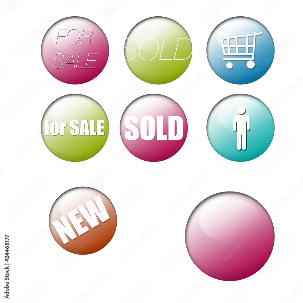 sale and trading circle icon set with a blank one sale and trading circle icon set with a blank one