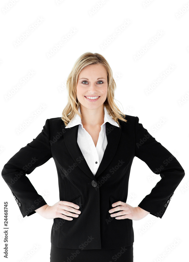 Businesswoman against white background Businesswoman against white background