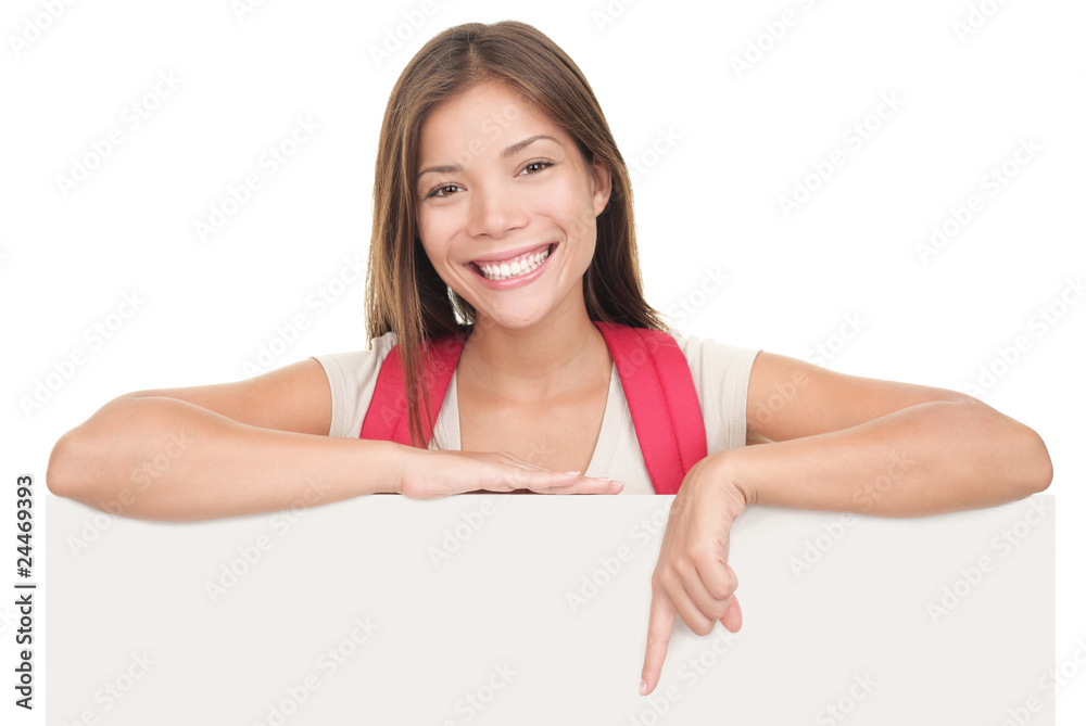 University student blank sign University student blank sign