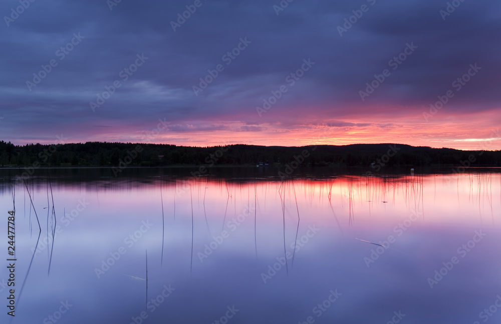 Twilight scene from a small lake.