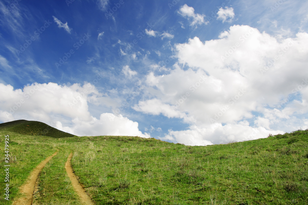 landscape with meadow and cloudscape landscape with meadow and cloudscape