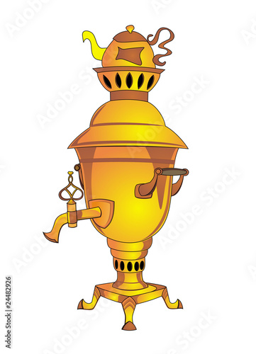 Isolated retro samovar on white background