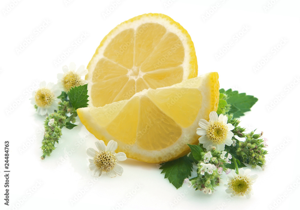 lemon with flowers lemon with flowers