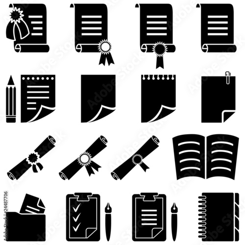 Paper diploma and sheet set (vector, CMYK)