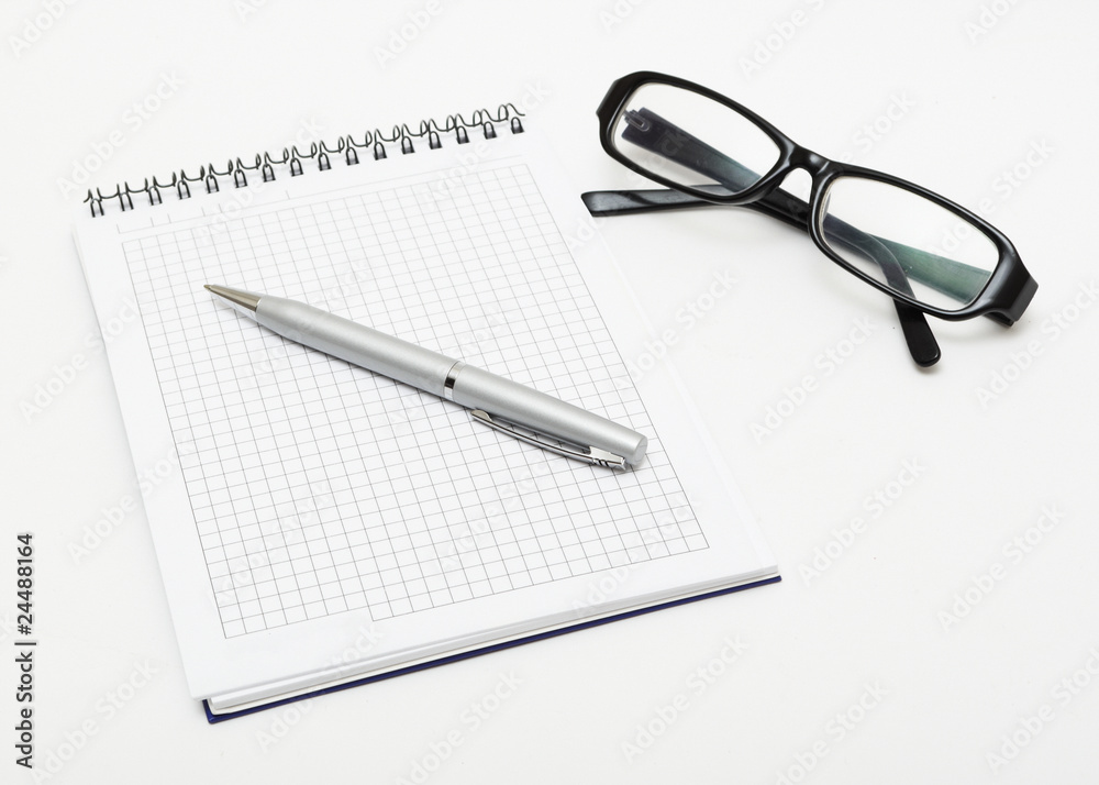 Organizer, glasses and pen. Business background Organizer, glasses and pen. Business background